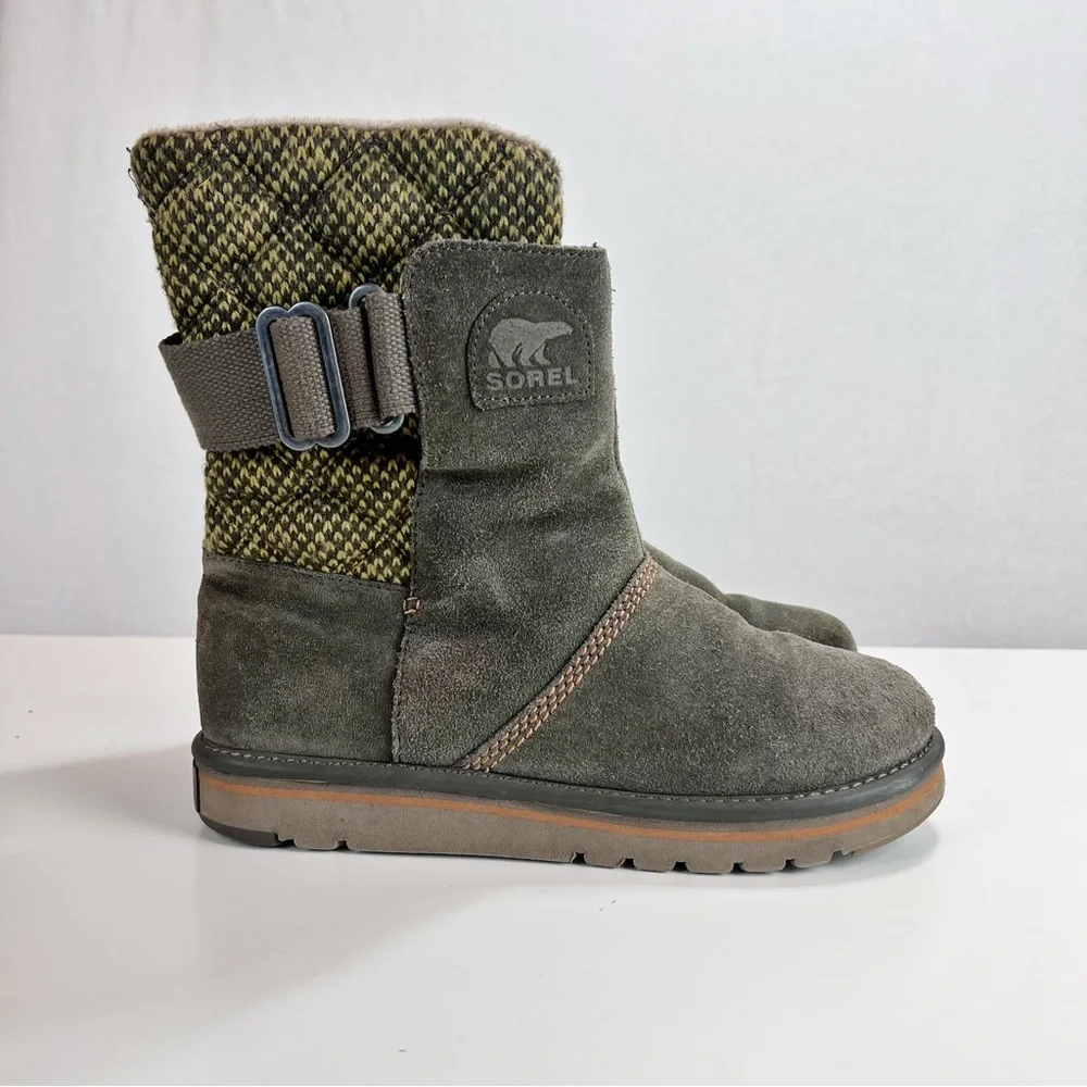 Sorel Campus Newbie Green Suede Boots Women’s Size 9 Winter Outdoor - Picture 1 of 9